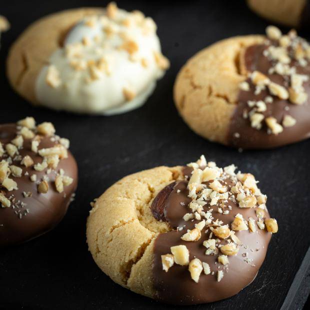 Chocolate Coated Nankhatai Cookies